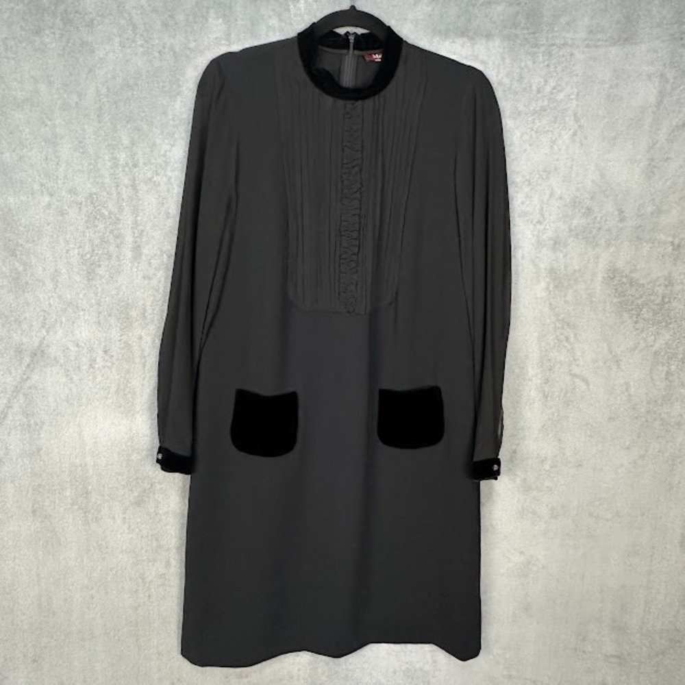 Max Mara Dress Womens Medium Black Long Sleeve Quiet Luxury Cocktail Party
